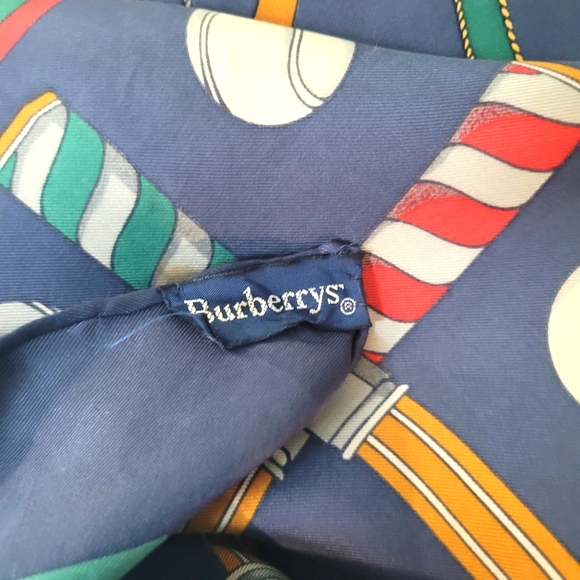 BURBERRYS | Navy Blue Silk Tennis & Golf Motif Scarf - Picture 6 of 6